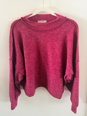 Zenana Deep Magenta Relaxed Mock Neck Sweater NEW